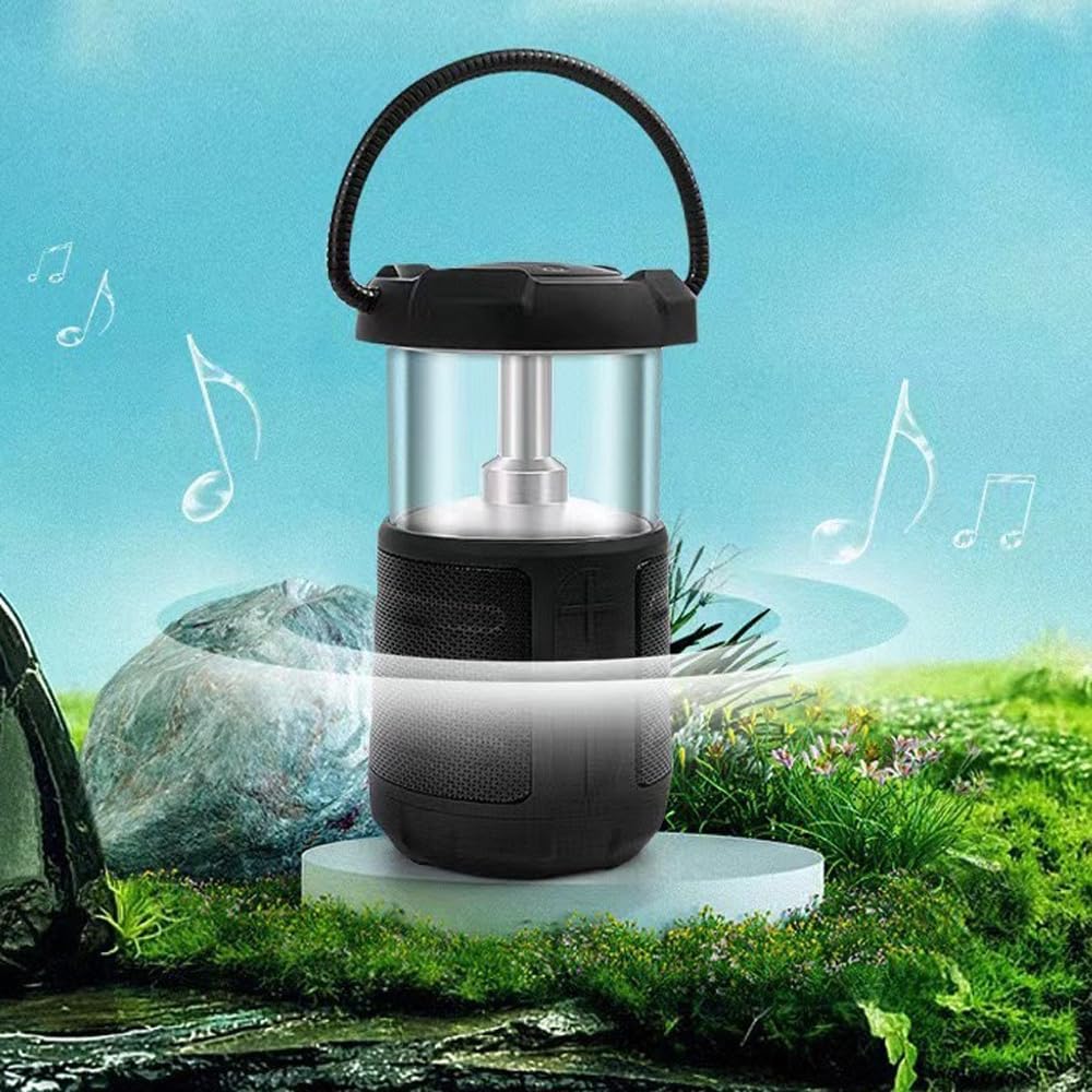 Wielofunkcyjna lampa kempingowa, przenośna wodoodporna lampa kempingowa z głośnikiem BT, 2 regulacja temperatury barwowej jasności Odtwarzanie kart TF na kemping piesze wycieczki (Green)