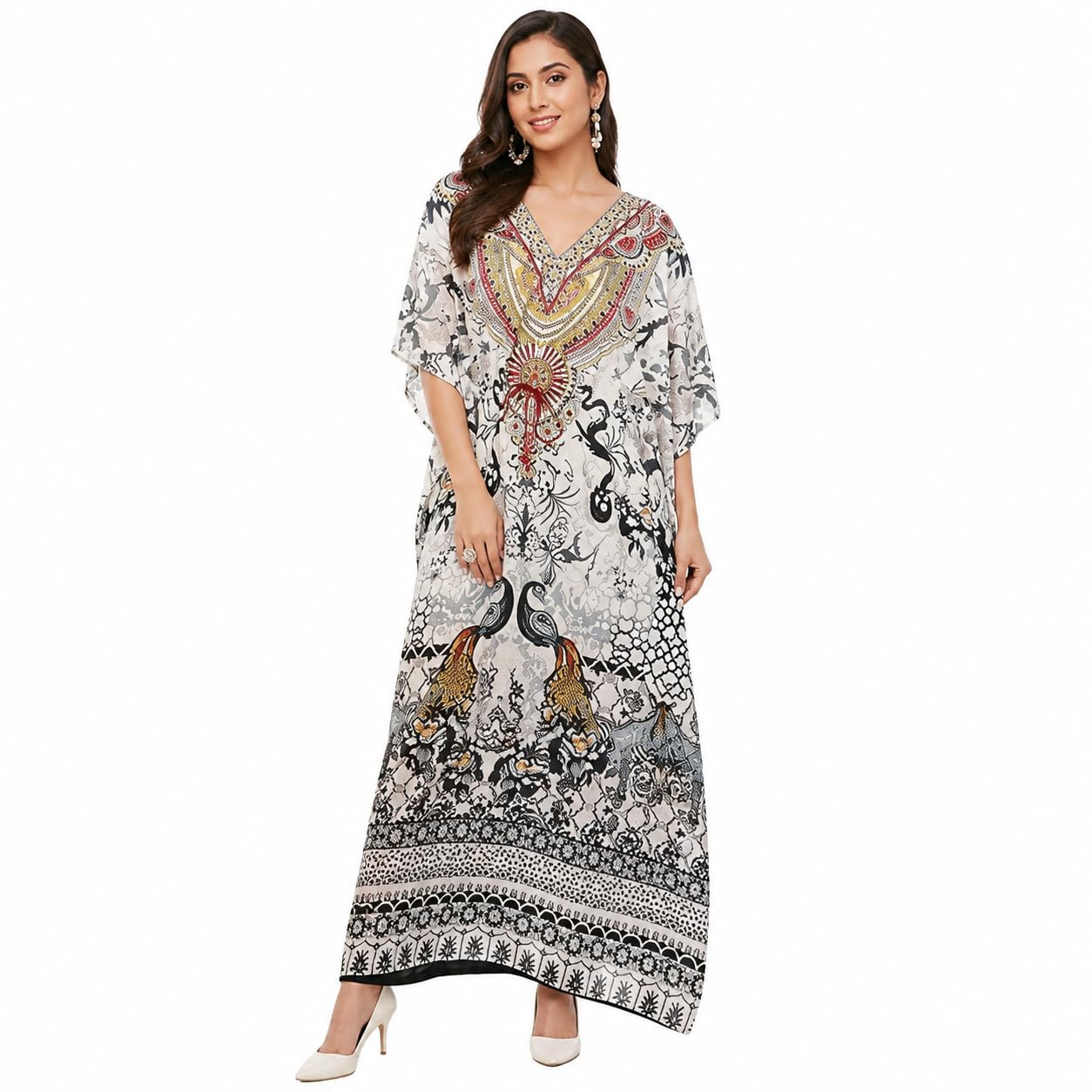 Kaftan Tunic Long Maxi Kimono Caftan Gown Nightdress Beach Party Casual-image-45