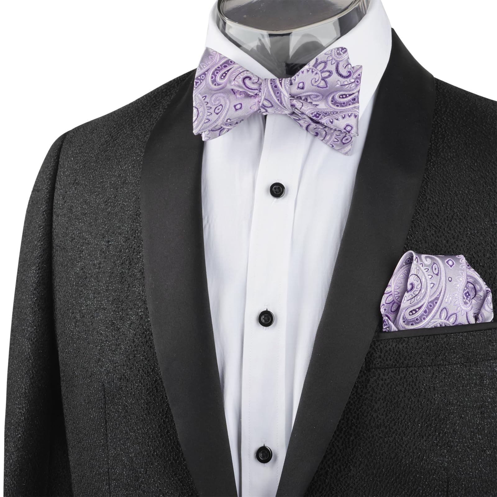 Alizeal Juego de pajarita para hombre, diseño de cachemira, jacquard, para negocios, boda, fiesta, con pañuelo