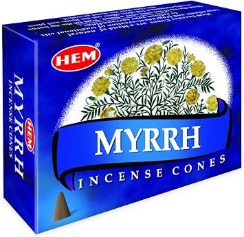 HEM Myrrh Incense Cones Pack of 12 Total 120 Cones | Natural Long-Lasting Fragrance | Air Purifier & Stress Relief | Ideal for Meditation, Yoga & Positivity