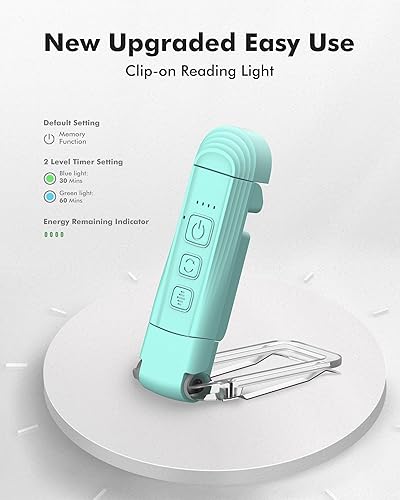 Miniatura 5 de REALSLIGHT Luz de libro recargable por USB para leer en la cama, lámpara LED con clip con función de memoria, luz de lectura con temporizador, 3