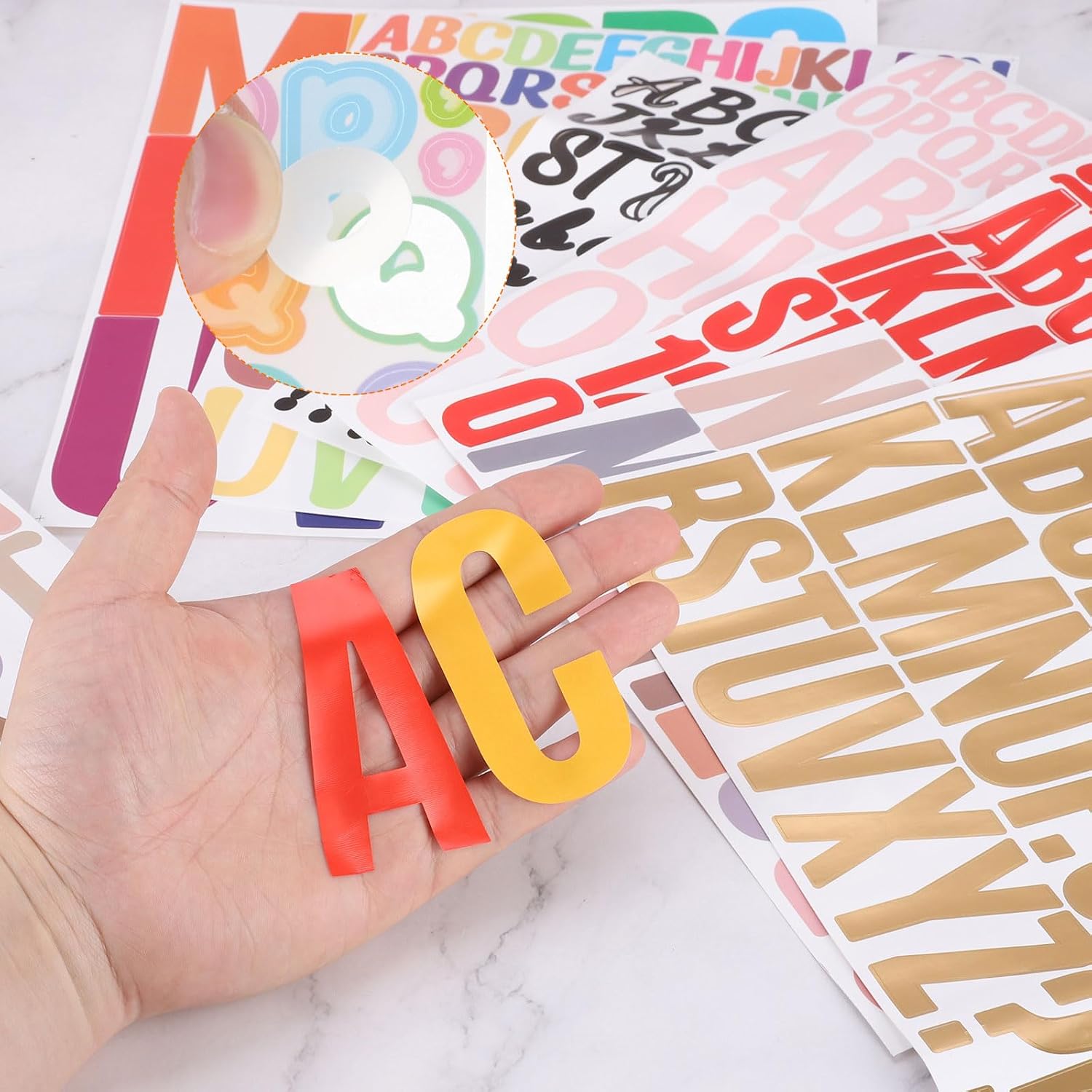 MECCANIXITY 900 Pieces Vinyl Letter Stickers, 10 Sheets 1/2 Inch Color Self-Adhesive Cute Alphabet Stickers for DIY Craft Art Making, Gift Cards, Notebook Decals