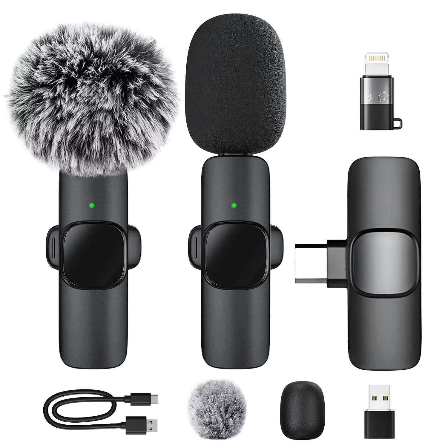 Anluomafuy Wireless Lavalier Microphone for iPhone/Android Phone/Camera/Laptop, 2-Pack Professional Dual Lapel Microphone ...