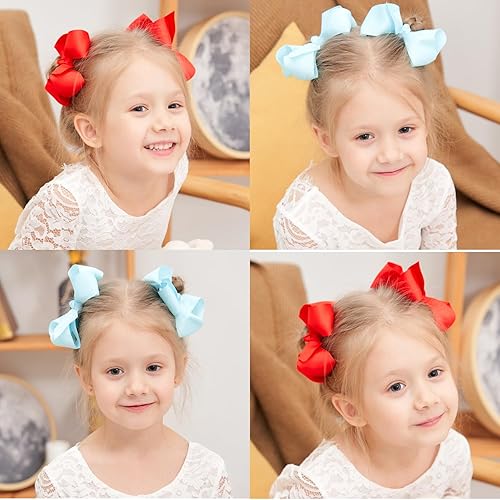 Miniatura 12 de 40 lazos para el cabello de 3 pulgadas para niñas, cinta de grogrén, accesorios para el cabello con pinzas de cocodrilo para niños pequeños, bebés