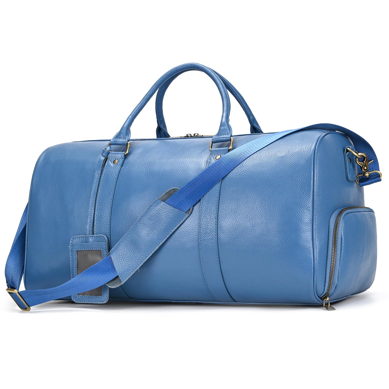 Hombre Bolsa de Viaje de Cuero Bolsa de Viaje de Fin de Semana de época con Compartimento para Zapatos