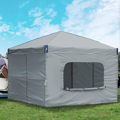 Miniatura 9 de Aoodor Tienda de campaña desplegable de 12 x 12 pies con bolsa enrollable, toldo portátil de sombra instantánea con cortina para campamento, fiesta