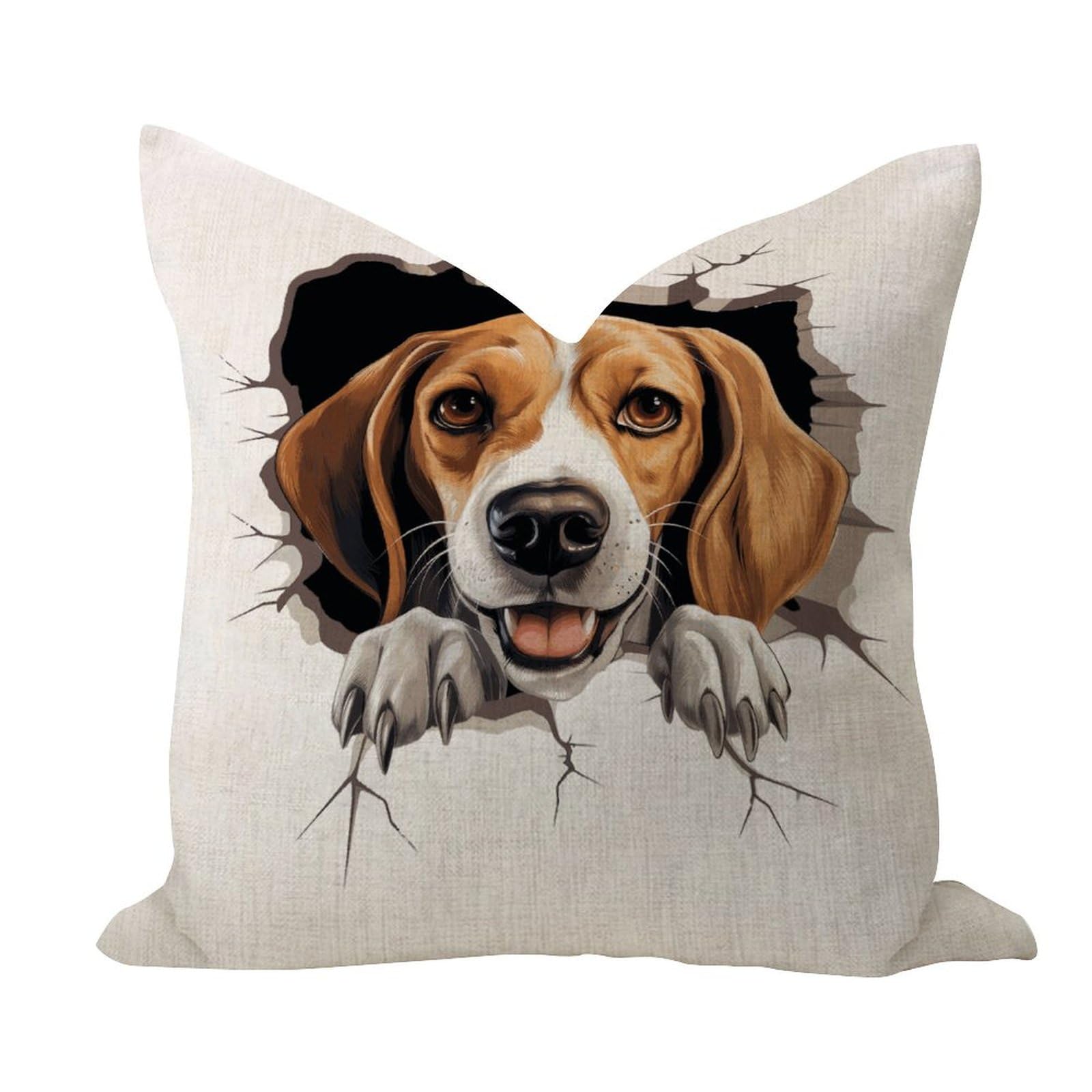 Peeking American Foxhound Soft Outdoor Pillow Covers Modern Bed Pillow Cushion Case Cartoon Funny Dog Square Cotton Linen