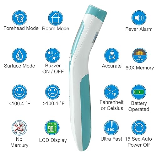 Miniatura 4 de Amplim W1 CA1 CA3 - Termómetro digital digital para frente sin contacto sin contacto para adultos y bebés