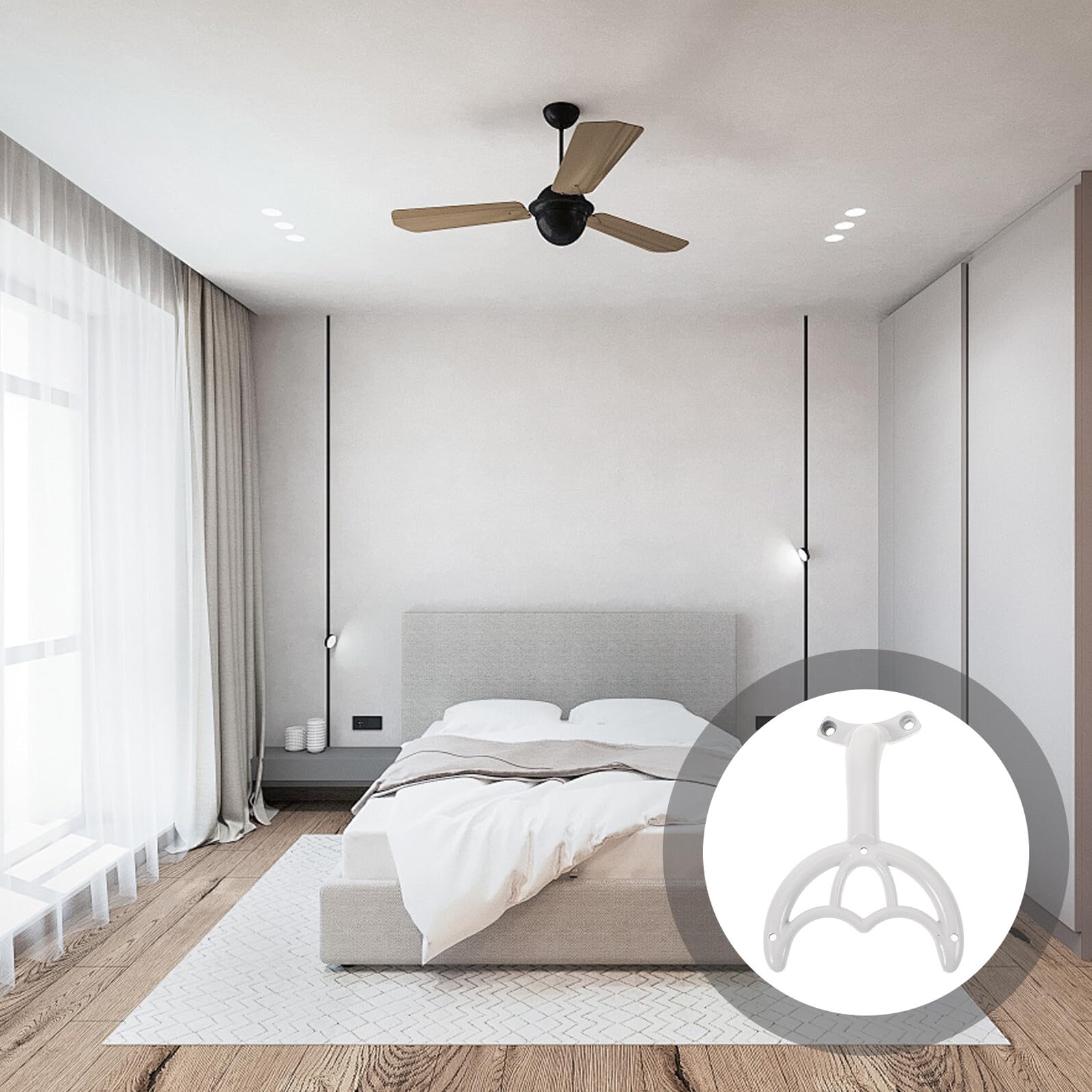 Mikinona Varilla de Cojinete para Ventilador de Techo, 5 Piezas de Soporte Metálico Blanco, Accesorio Resistente para Reparación y Recambio de Aspas, Suministro para Ventiladores