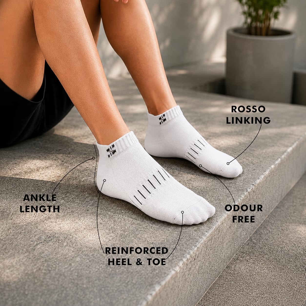 Supersox Bamboo Ankle Length Socks for Man | 4 Times Softer than Cotton | Sustainable Fabric | Anti-Odour Socks for Sports, Gym & Daily Wear | White Colour | Pack of 3 2