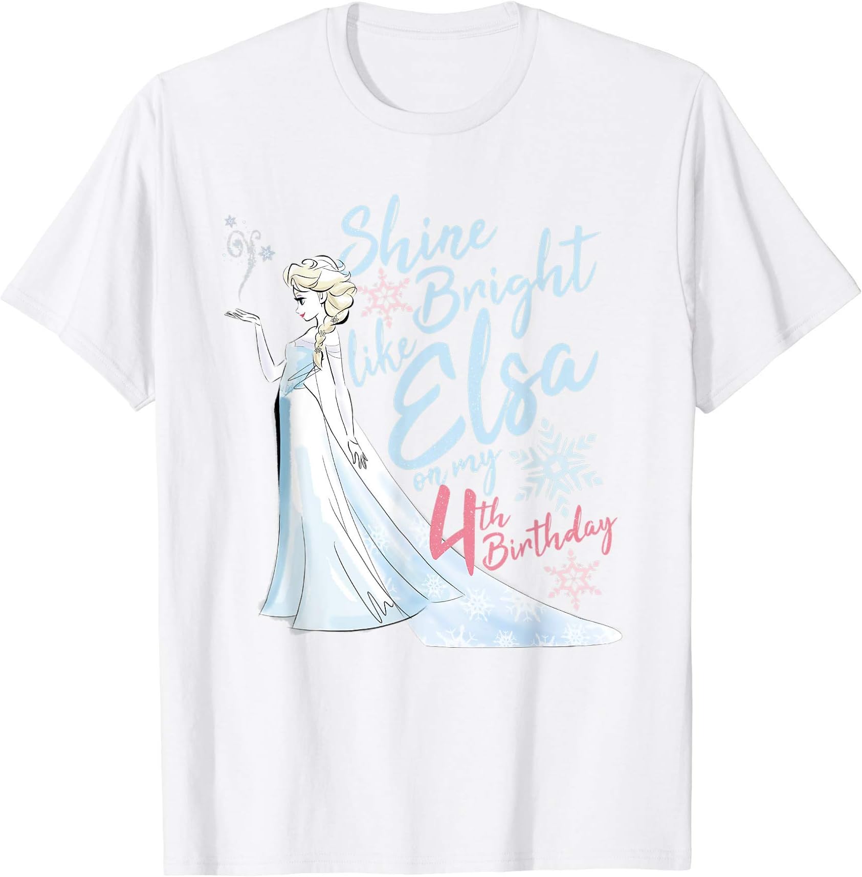 DisneyFrozen Elsa Shine Bright On My 4th Birthday T-ShirtOEKO-TEX STANDARD 100