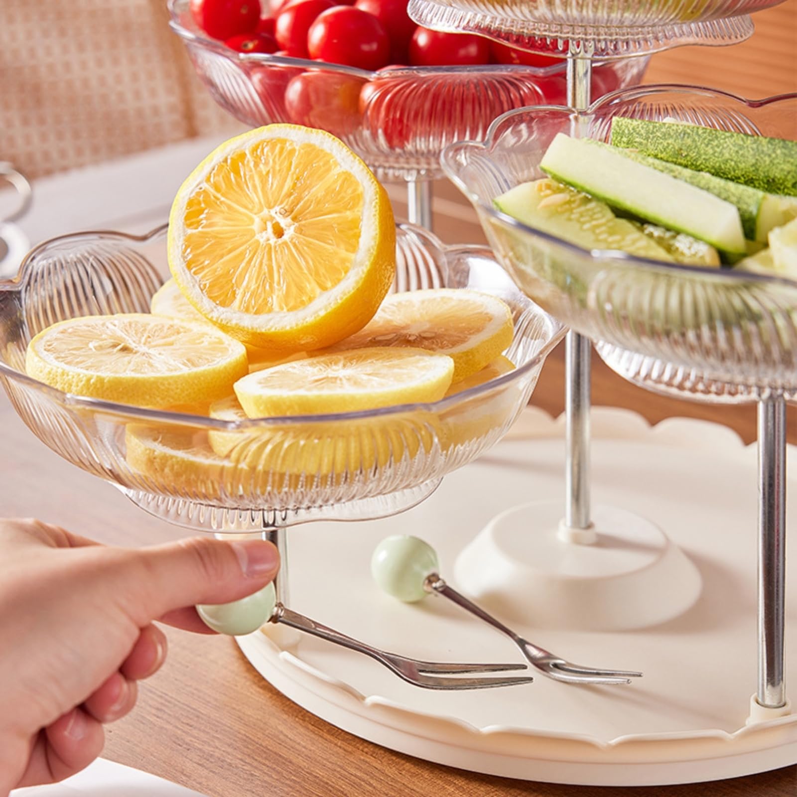 Banja Plástico Transparente con Base Redonda Ahorra Espacio Banja corativa Plástico con Ondulados Estable para Fiestas, Sala