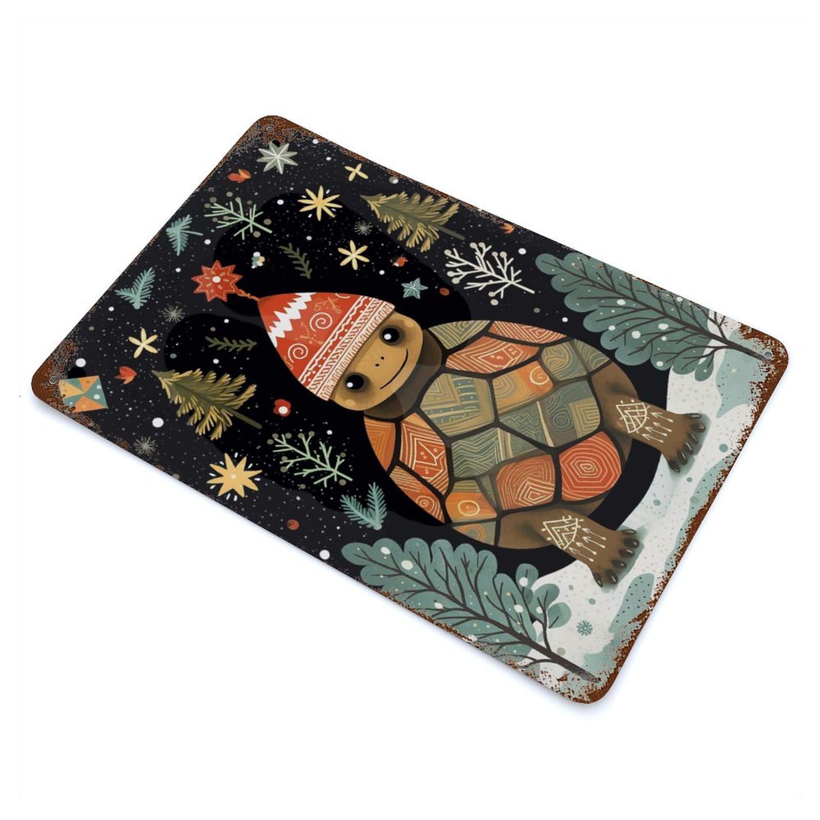 Vintage Turtle Xmas Retro Metal Sign 11.8"x7.9", Vintage Wall Decor for Garage, Pub Or Kitchen