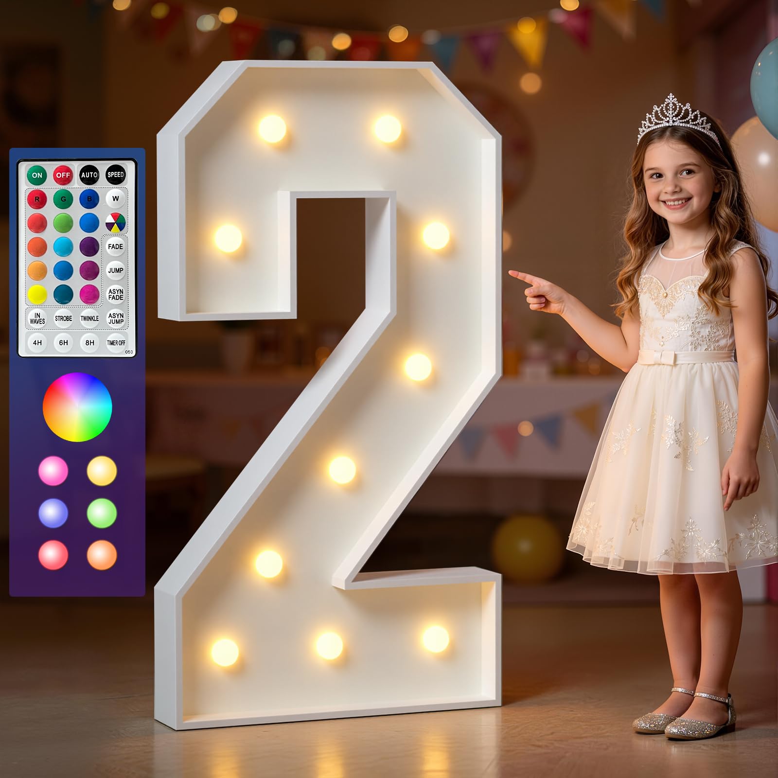 4FT Colorful Marquee Number 2 — image 1