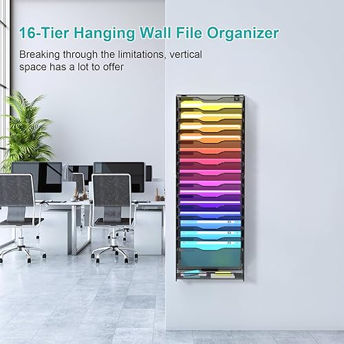 Miniatura 4 de VEESUN Organizador de archivos de pared de 16 niveles para correo, carpetas de papel, documentos, revistas, periódicos para oficina, escuela,