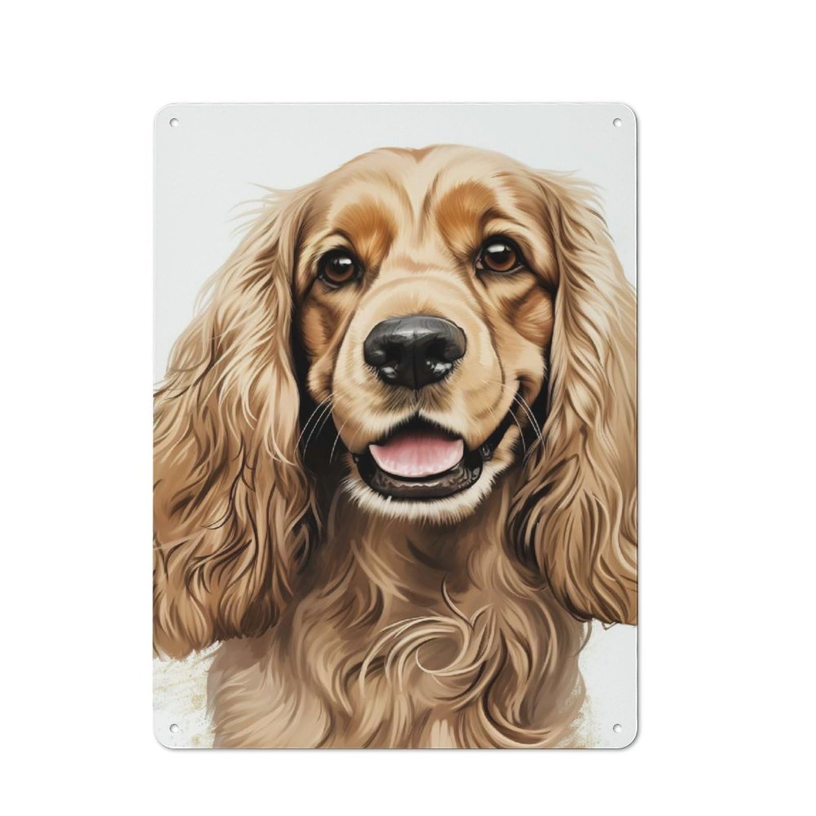 Golden Cocker Spaniel Portrait Office Metal Sign 40x30cm, Understated Office Wall Decor for Workspace, Cafe, Shop Or Desk Area