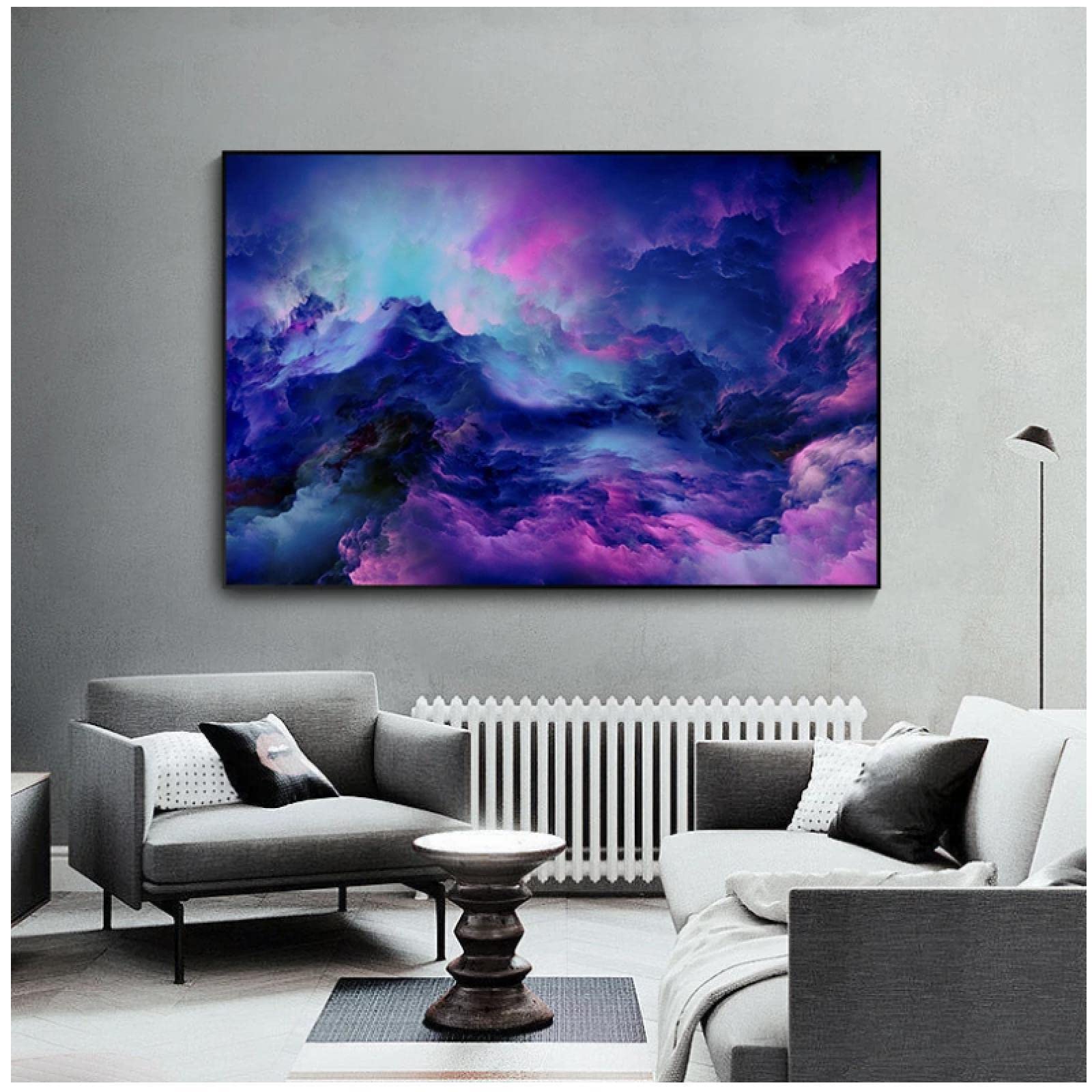 Amazon｜抽象キャンバスポスター紫雲風景壁アートキャンバス絵画壁画