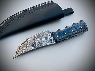 Wilson Roy Custom Handmade Damascus Steel Full Tang Camping Knife - Exquisite Rosewood Handle with Leather Sheath /KG02