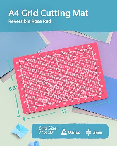 Vista 25 de G+ Alfombrilla de corte reversible autorreparable – A3 de 12 x 18 pulgadas para tela; tabla de cortar de doble cara para coser, manualidades, Rosa