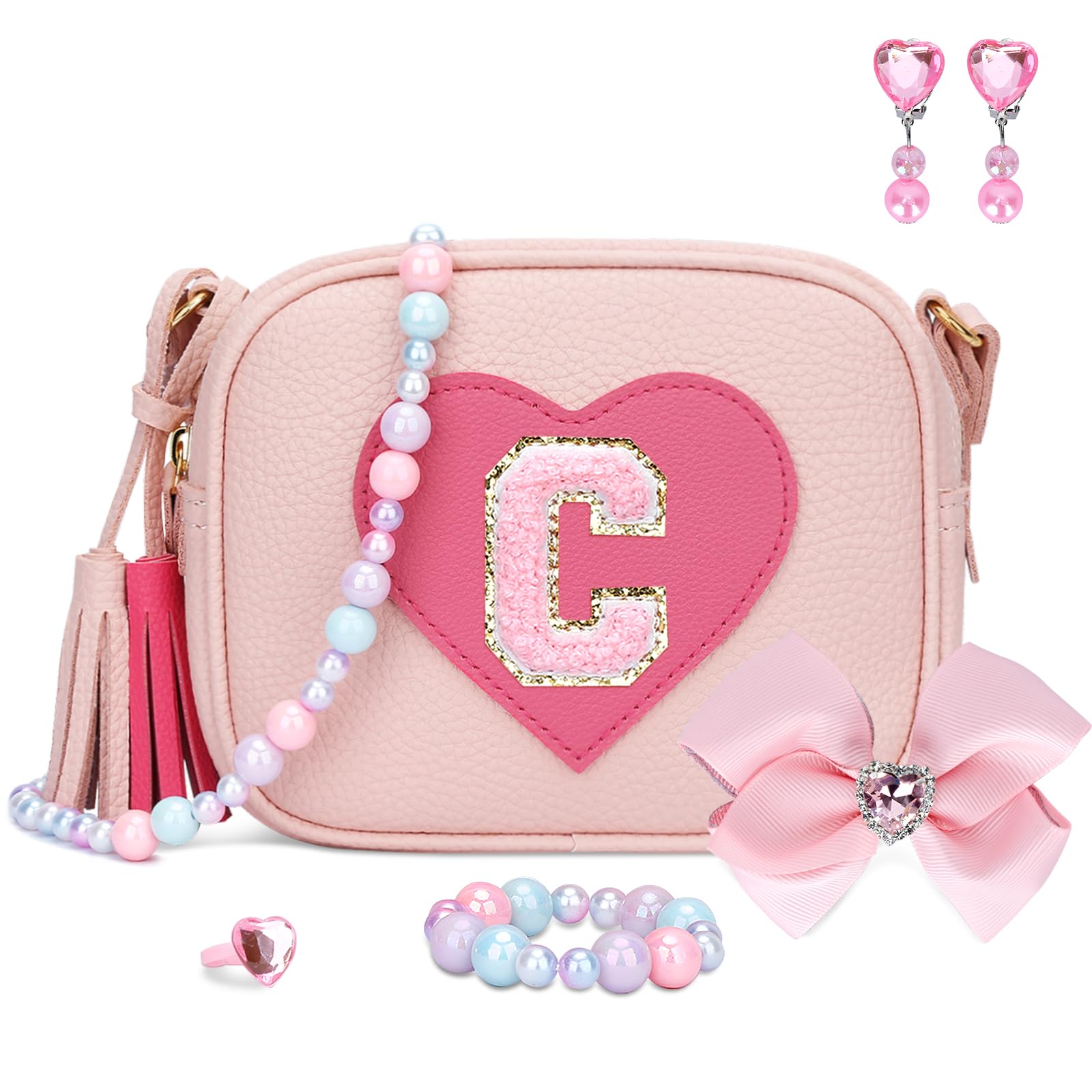 KKXIU Gifts for 3 4 5 6 7 8 Year Old Girls Initial Toddler Purse