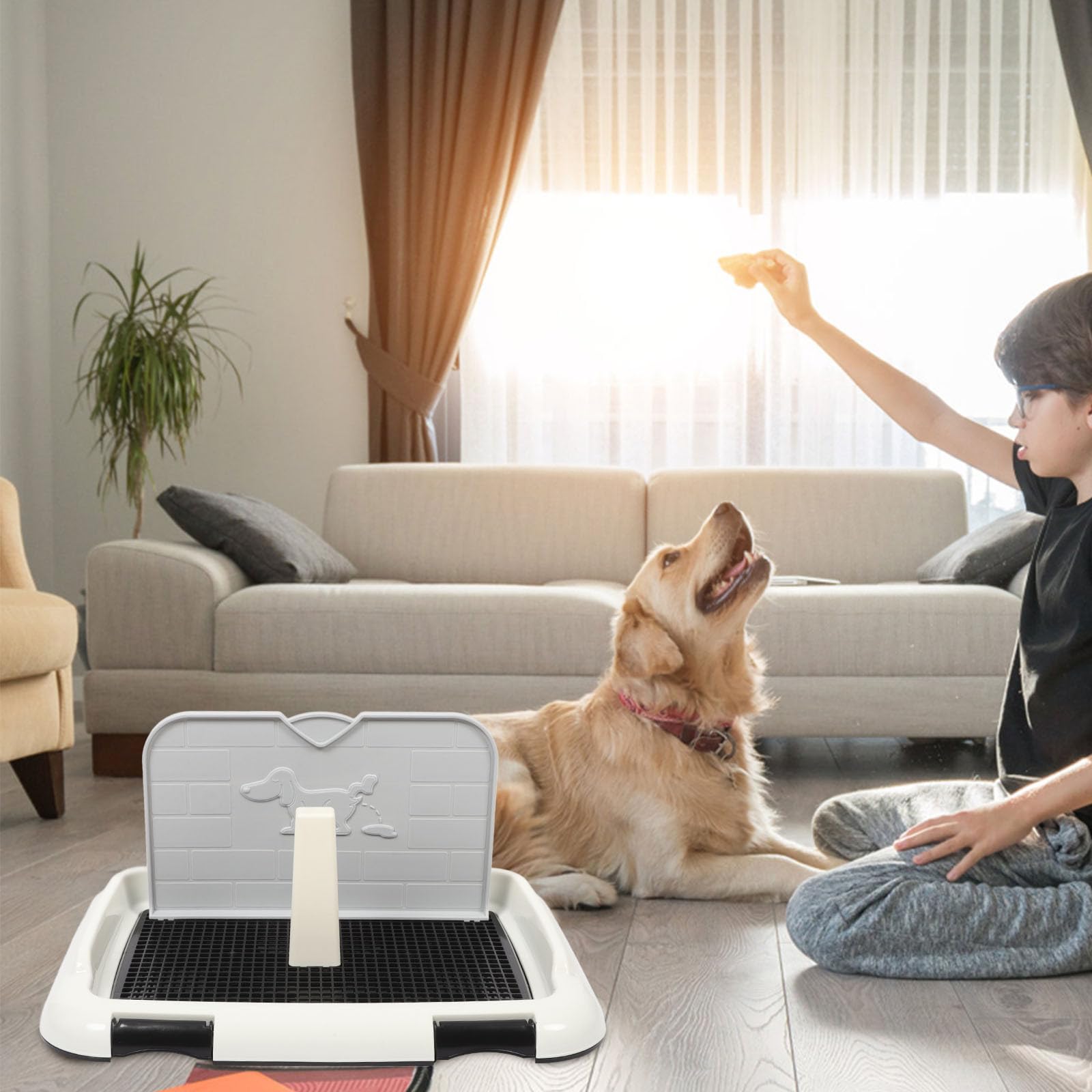 FOMIYES Toilette pour Chien Antidérapante, Bac D’apprentissage Propreté pour Chiot, Plastique Robuste, Petite Taille Mur, Intérieur et Apprentissage Propreté