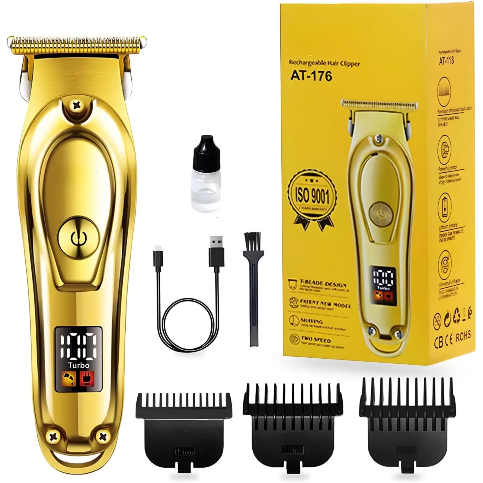 ENDZONE Professional Head, Body & Beard Trimmer For Men - Full Metal Body Hair Trimmer For Men, 90 Mins Run Time Cordless, Stainless Steel Blade | Trimmer Men (Metallic Gold) (B0CV37PRYN) Amazon Price History, Amazon Price Tracker