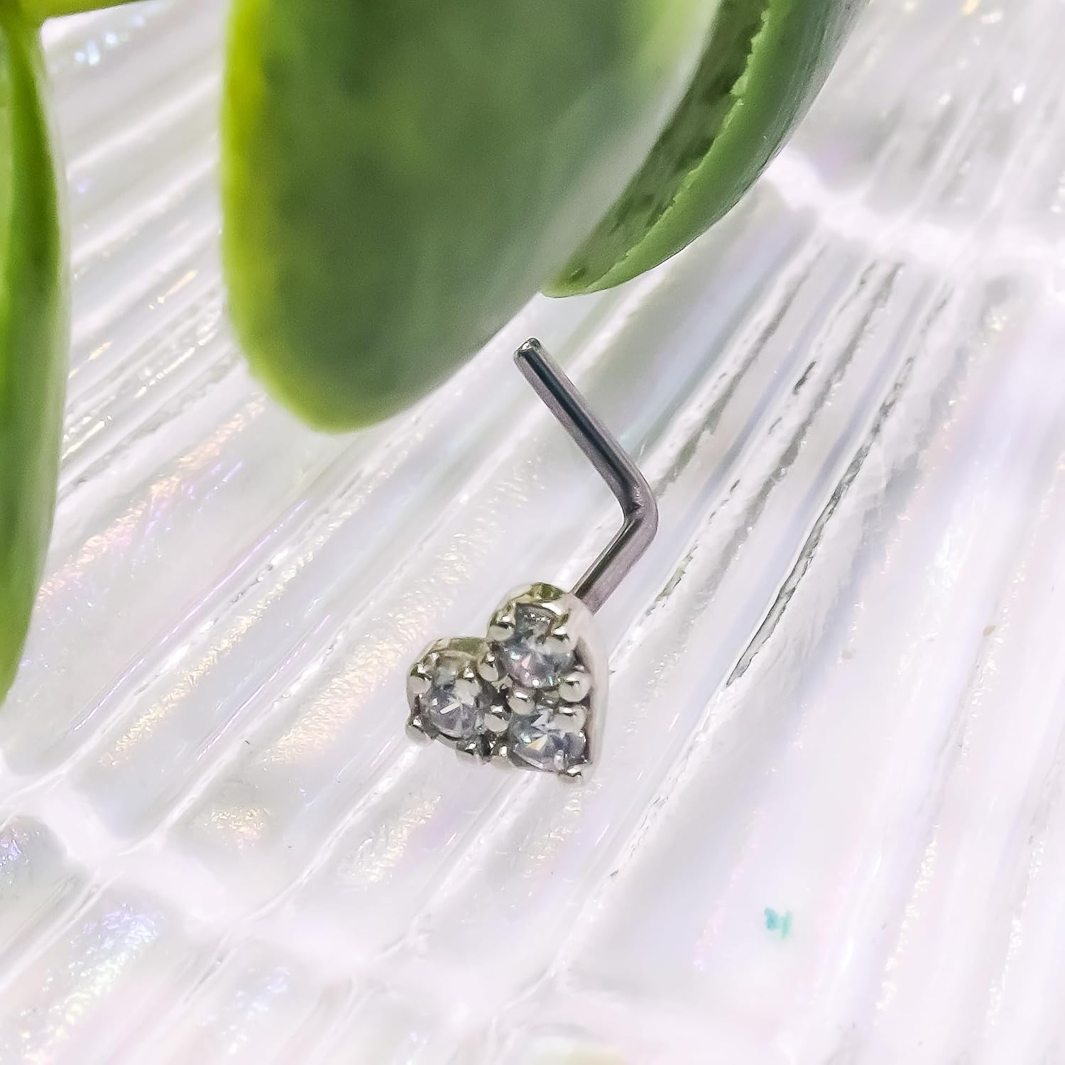 3Pcs 20G Heart Nose Rings 316L Stainless Steel L Shaped CZ Nose Studs Nose Rings Nose Piercing Jewelry for WoLaseredmen Men - Image 3