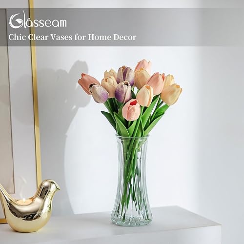 Miniatura 6 de Glasseam Jarrón de cristal para decoración del hogar: floreros transparentes para sala de estar, cocina, baño, mesa de boda, centros de mesa – 7.5