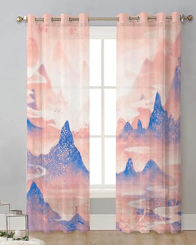 Miniatura 8 de Cortinas traslúcidas de bosque otoñal de 84 pulgadas de largo, juego de 2 paneles de cortinas para cocina, dormitorio, sala de estar, pasillo,