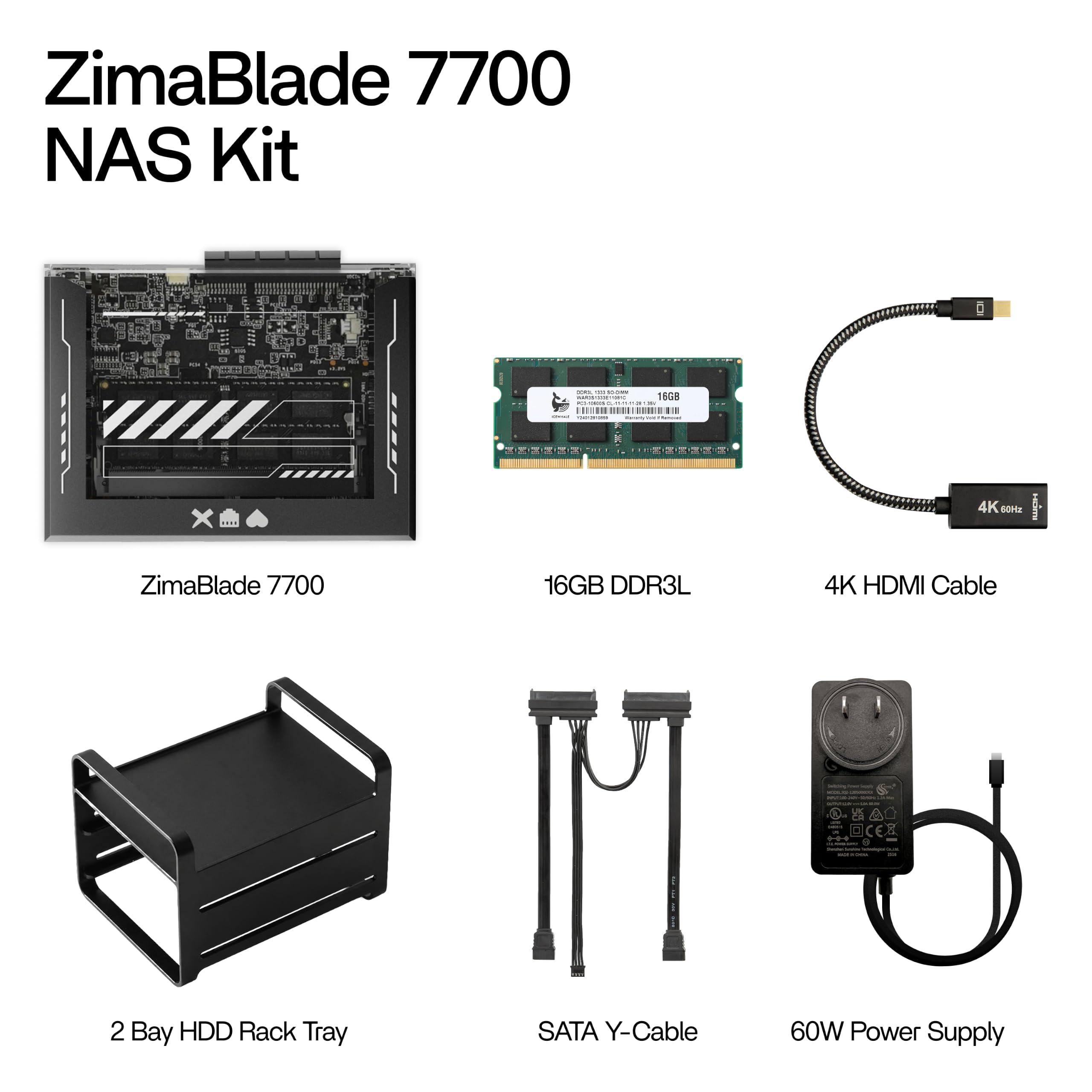 ZimaBlade Server domestico 7700 x86 e kit NAS a 2 alloggiamenti, Intel Quad-Core, 16 GB di RAM | CasaOS Preinstallato, Dual SATA, PCIe x4 Expansion, Docker Ready, Plex, Home Assistant, Piattaforma self-hosting