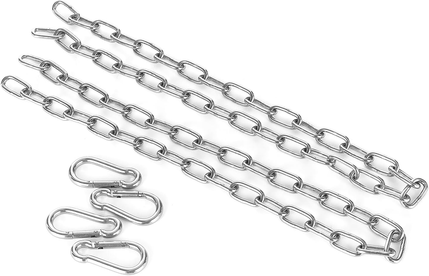 2 Pack Heavy Duty Extension Chain with 4 Carabiners Snap for Hammocks Chairs, Porch Swing Stand Frame, 450 Lbs Capacity, 39 inches Length, 304 Stainless Steel Replacement Chain Kit