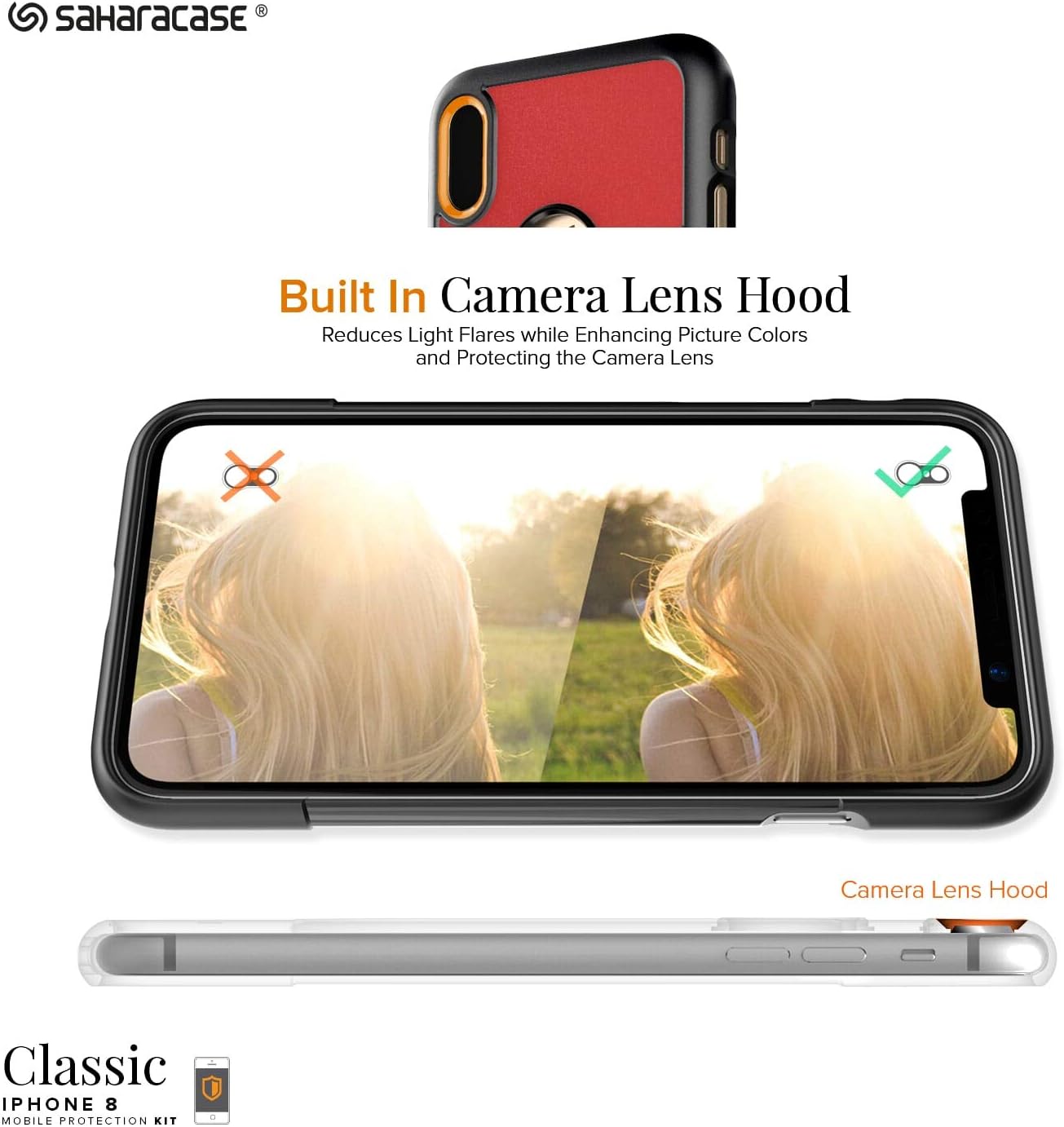 Get Cheap Price SaharaCase iPhone X and XS Case, Classic Series Protective Kit Bundle + [ZeroDamage Tempered Glass Screen Protector] Rugged Protection Anti-Slip Grip Shockproof Bumper Anti-Scratch - Viper Red