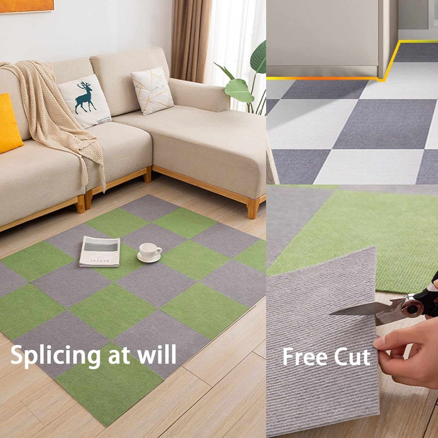 CINY 30PCS Zelfklevende Tapijttegels,30x30cm Gemakkelijk te Schillen en Plakken Vloertegels, Duurzaam, Slijtvast Antislip, Interieur Vloertegels, Geschikt voor Slaapkamer, Kantoor(Donkergrijs