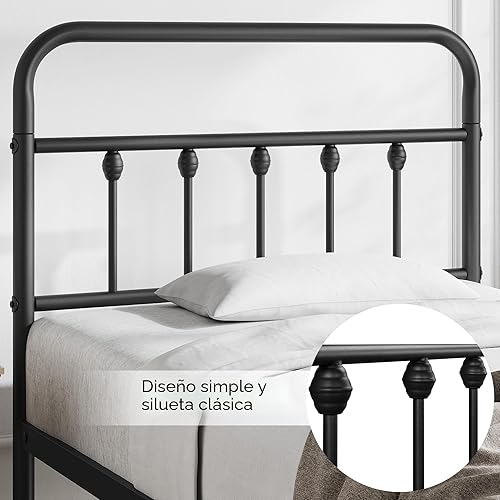 Miniatura 6 de YAHEETECH - Marco de cama de metal clásico con estructura de hierro y estilo victoriano, cabecero y pie, espacio debajo de la cama, no necesita base