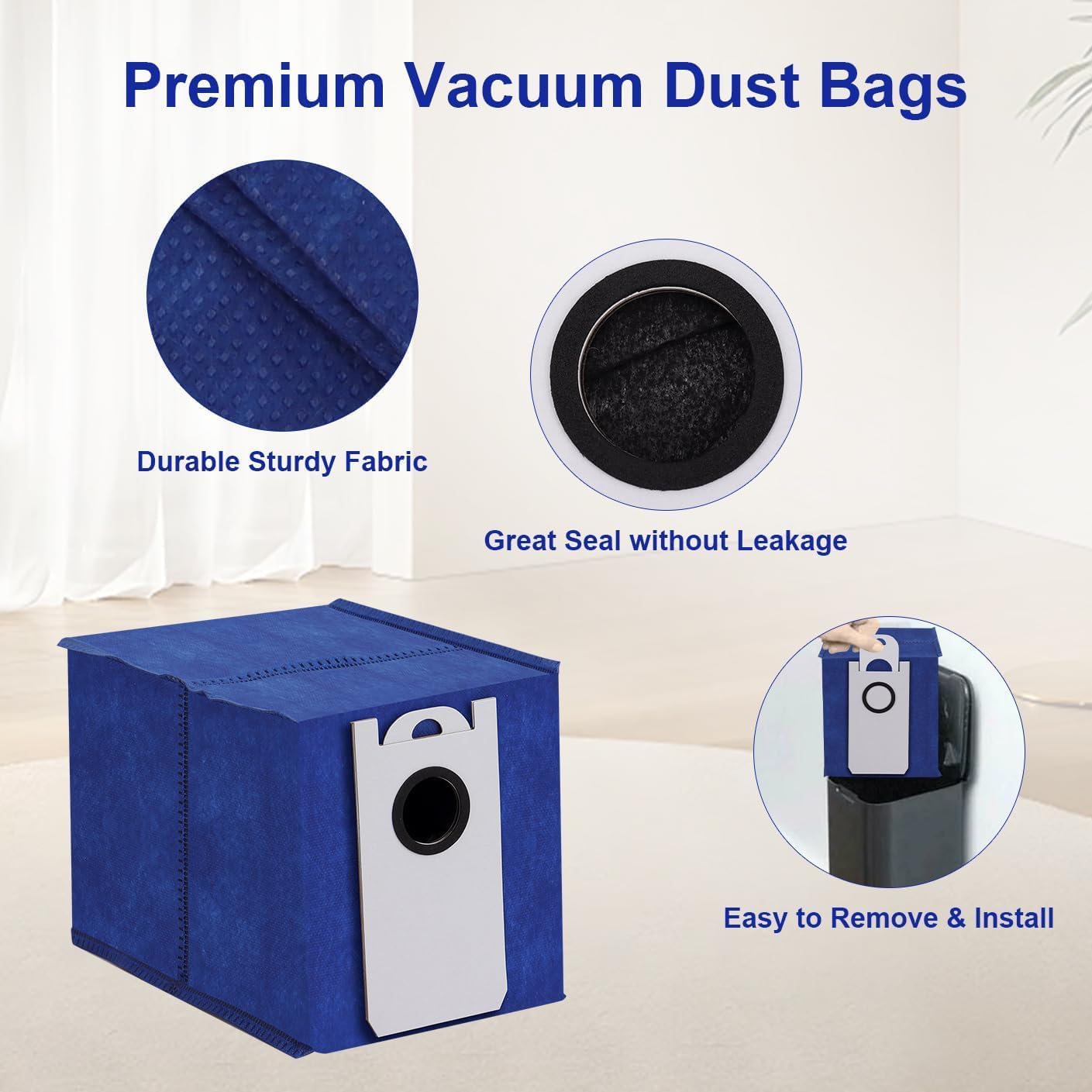 4.6L Dust Bags for BObsweep UltraVision & UltraVision Pet Self-Empty Robot Vacuum Cleaner - Replacement Parts Accessories Disposable Vacuum Bag - 12 Pack