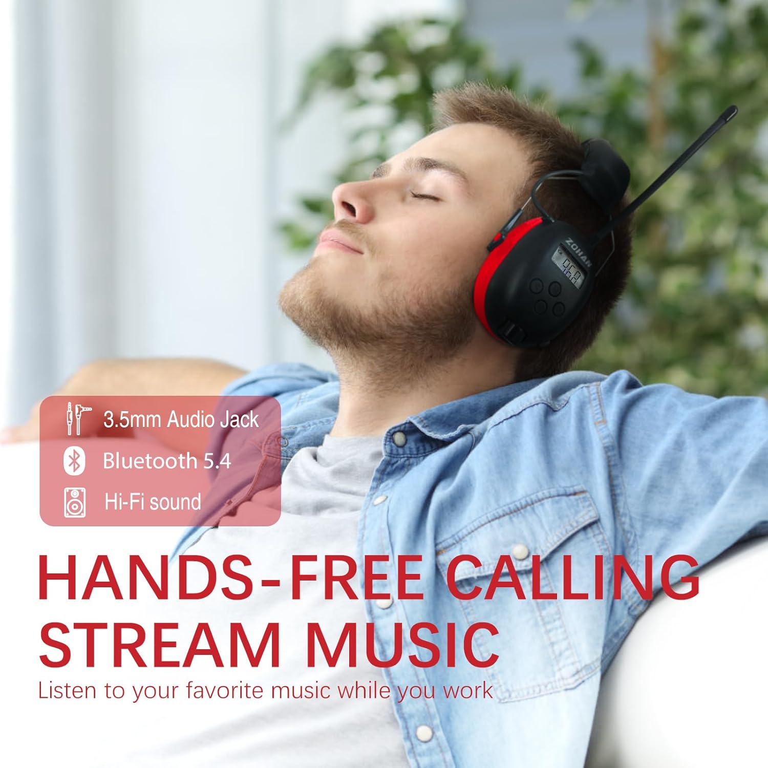 ZOHAN 033 Bluetooth AM/FM Radio Headphones with 2000mAh Rechargeable Battery,25dB NRR Noise Reduction Safety Earmuffs - Image 7