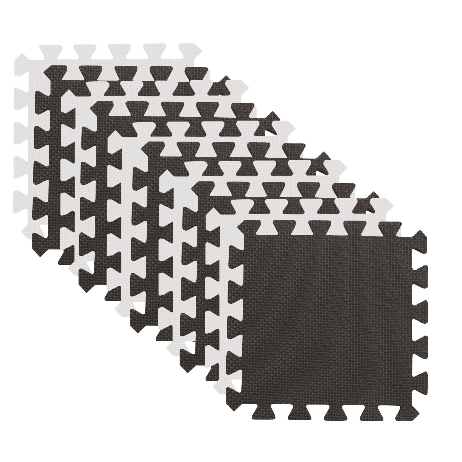 Dhouse 20Pcs Foam Play Mat Large Eva Foam Mat Mats Soft Floor Tiles Interlocking Play Kids Baby Gym Black and White
