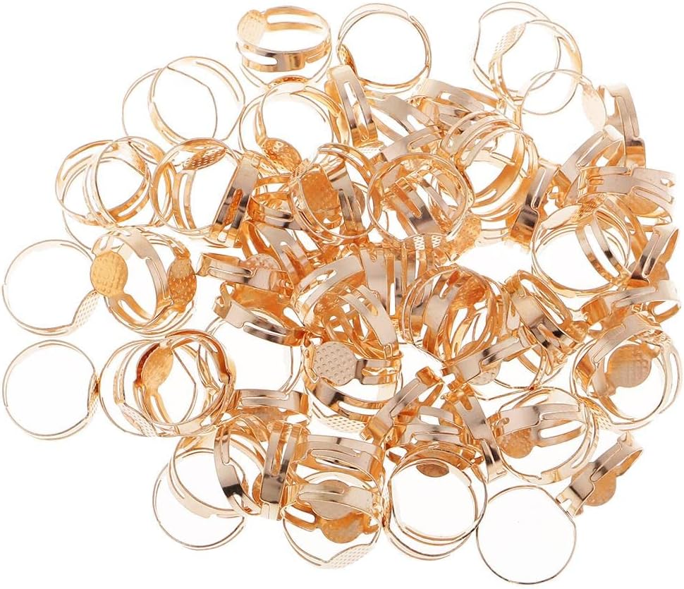 Enakshi® 100 Pieces Adjustable Ring Blank Cabochon Bezel Base Settings Tray Gold|Crafts | Beads & Jewelry Making | Jewelry Findings | Ring Blanks & Ring Bases