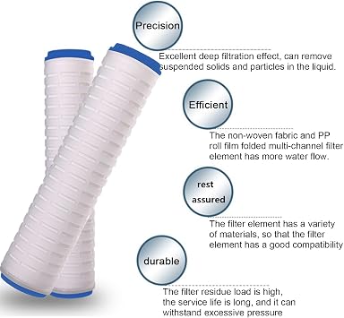 10-inch PP Folded Filter Element, Micropore Fold Filter, Large Flow, 0.5 Micron Accuracy, Home or Industrial(2pcs)