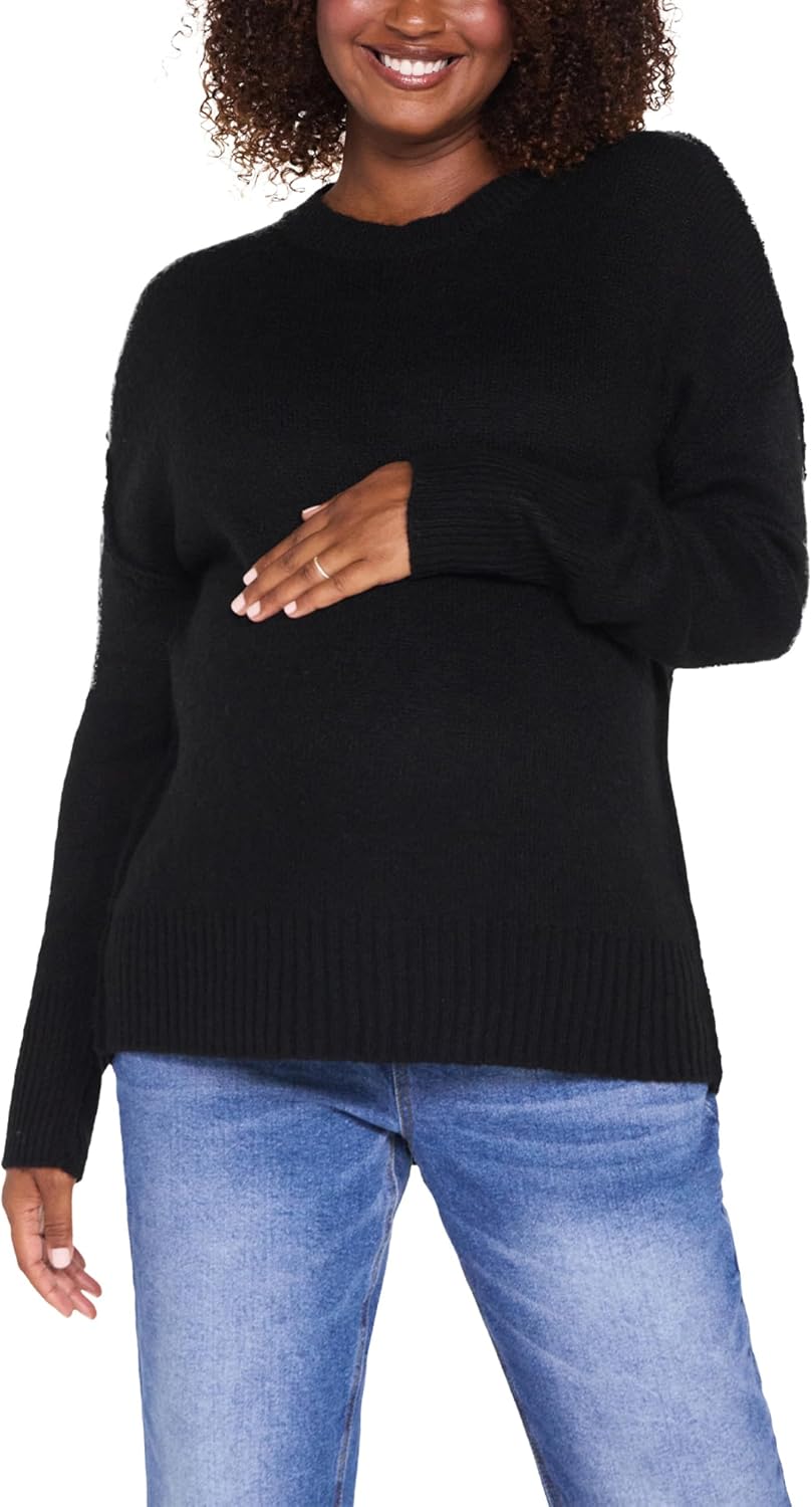 Motherhood Maternity Women's Crew Neck Pullover Pregnancy Knit Sweater