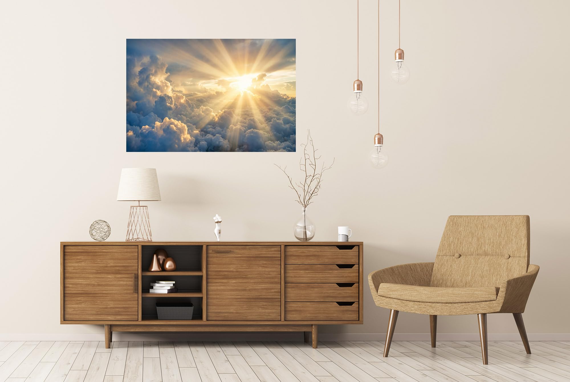islandburner Póster de alta calidad con majestuoso amanecer sobre nubes, mural para salón para amantes de la naturaleza, formato grande, edición W1