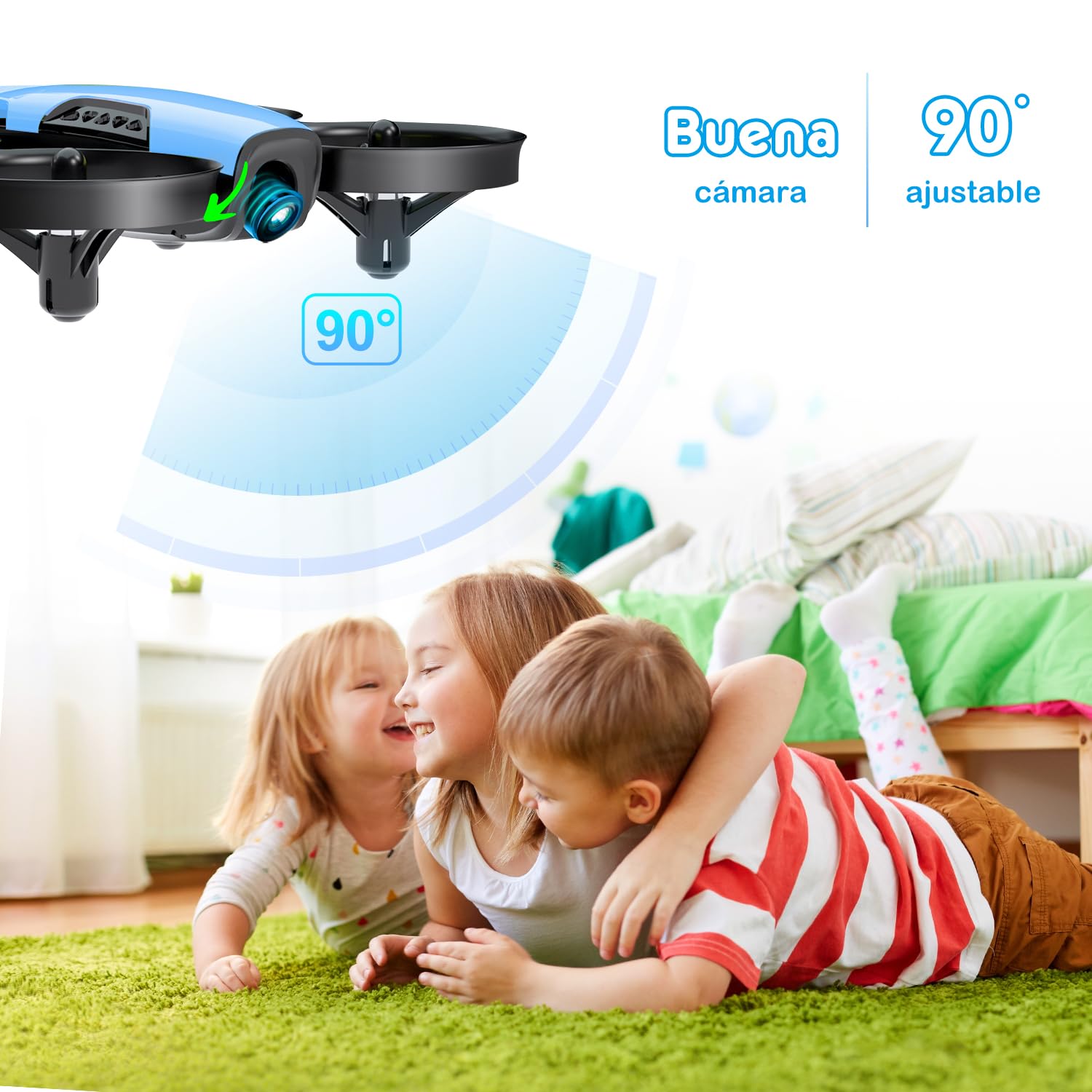 Loolinn | Drones para Niños con Camara Ajustable (8+), Mini Dron con Fotos y Videos, Incluye Dos Baterias, Seguro Para Volar, Fácil De Volar, Certificación Aprobada C0 (Idea para Regalo)