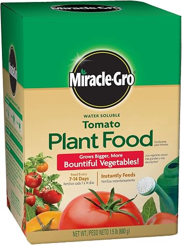 Miracle-Gro Water Soluble Tomato Plant Food Fertilizer - 18-18-21 Formula for Tomatoes and Vegetables - Promotes Bigger Bountiful Harvests, 1.5 lb.