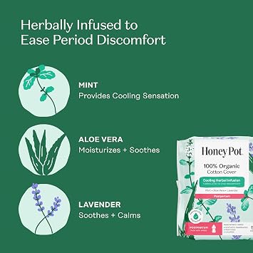 The Honey Pot Company - Postpartum Pads & Incontinence Panty Liners Bundle - Infused w/Essential Oils for Cooling Effect & Ultra-Absorbant - Postpartum Essentials - Feminine Care - FSA Eligible