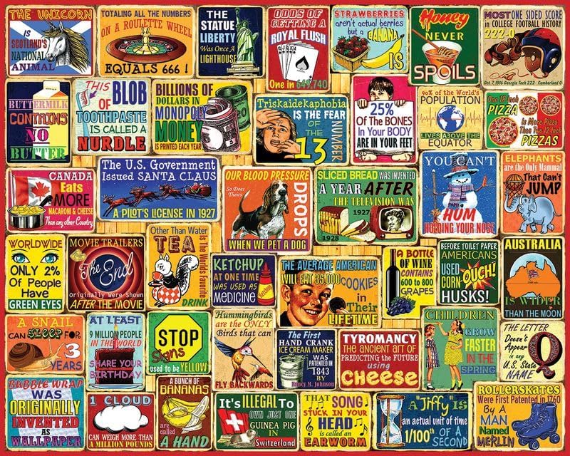 Miniatura 7 de White Mountain Rompecabezas divertido de 1000 piezas para adultos, rompecabezas vintage de collage para personas mayores