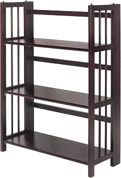 Casual Home 3 Shelf Folding Stackable Bookcase, 27.5" Wide, Espresso