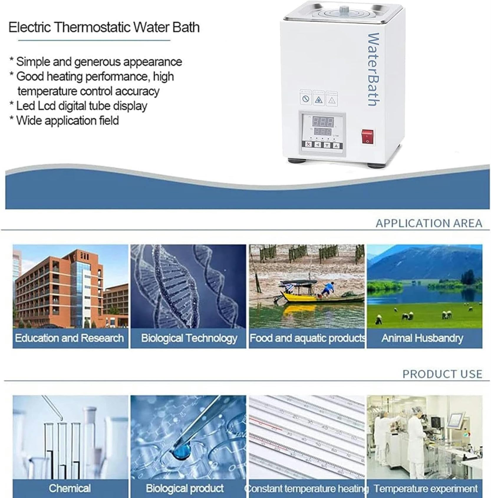 Baño María termostático eléctrico Digital, baño María de Laboratorio de 1 Orificio con Tapa Protectora, baño María termostático eléctrico para experimentos de Laboratorio