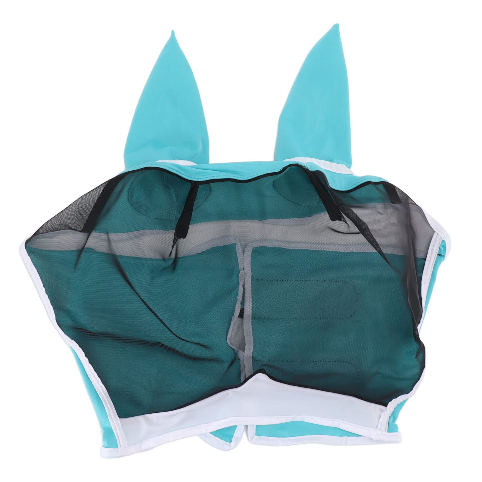 Stretchy Horse Fly Mask with Ear Mesh, Breathable Protection for Comfortable Wear, Dark Closed Knitted Mesh Fabric, Machine Washable, Quick On and Off for Summer Heat (L)