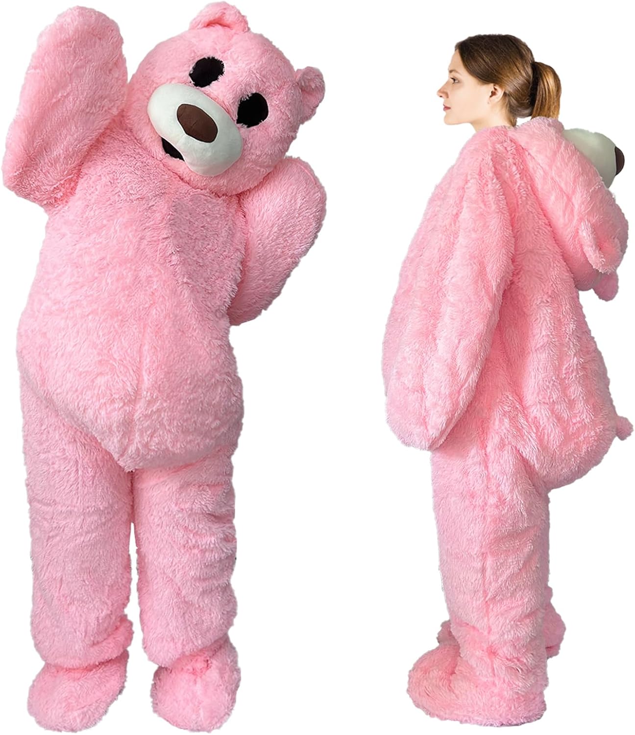 Plush Teddy Bear Mascot Costume, 6.0 FT Adult Animal Costume Giant Full Body Teddy Bear Costume For Men and Women Halloween (Pink)