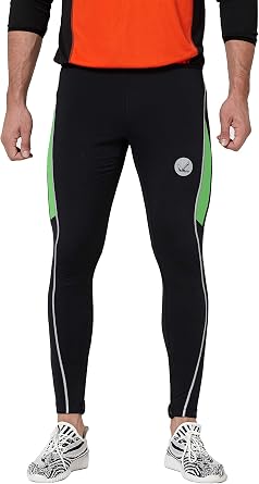 Mens Elite Design Winter Thermal Running Tights Long Pants with Ankle Zipper and Reflective Elements